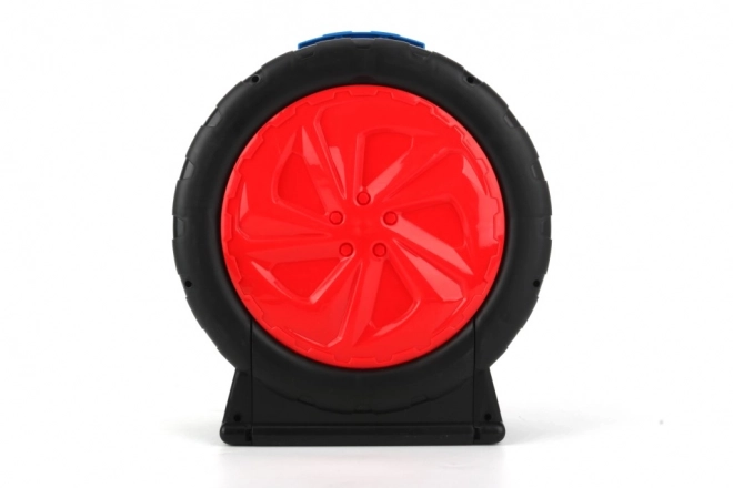 Spielset in einem koffer in form eines reifens mit 4 autos