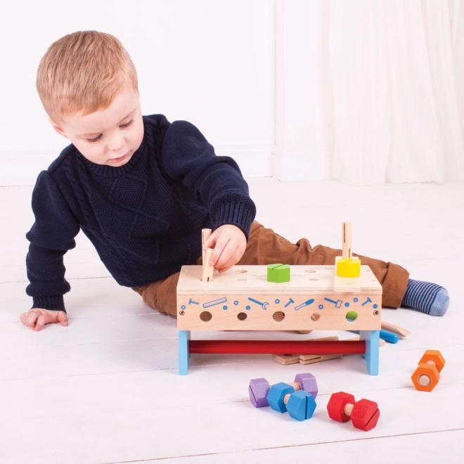 Wooden Workbench and Tool Carrier 2-in-1 Bigjigs Toys