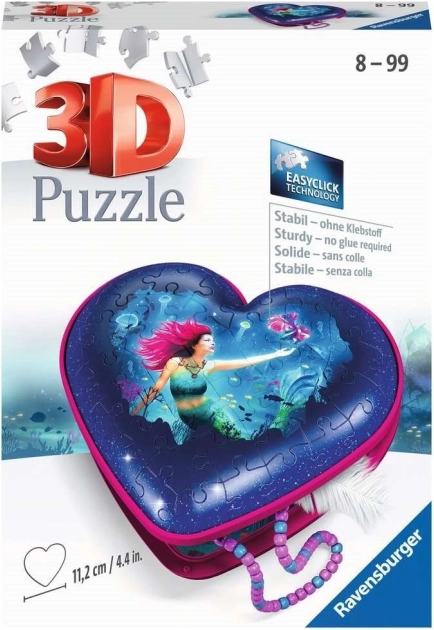 RAVENSBURGER Puzzle 3D cœur sirène – boîte à bijoux, 54 pièces