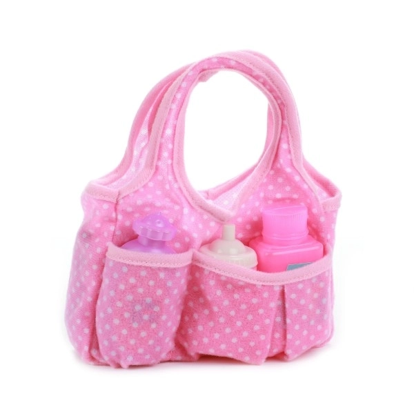 Tas voor poppen met accessoires plastic in plastic doos 17x12x7cm