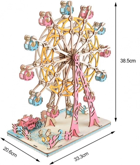 Woodcraft Houten 3D-puzzel Reuzenrad pastel