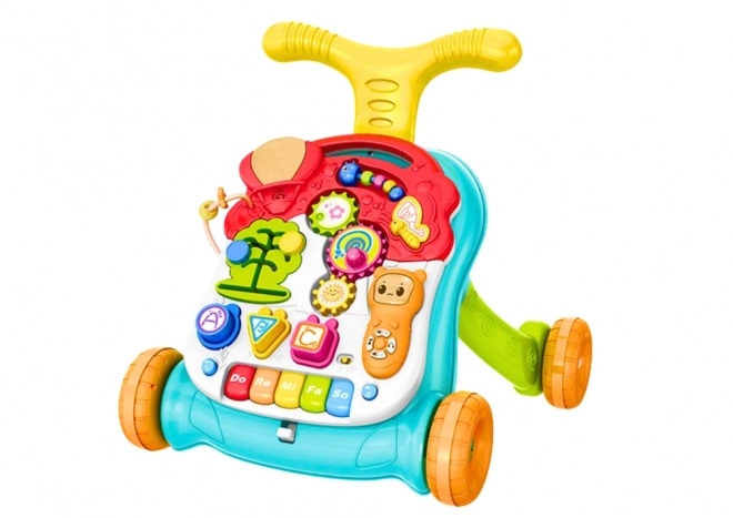Interaktiver Lern- und Spieltisch und Lauflernwagen 2-in-1 mit Lichtern und Geräuschen
