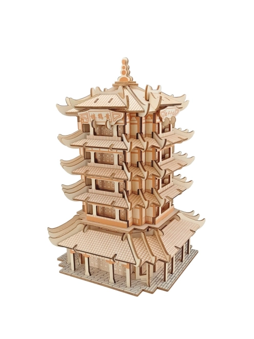 Woodcraft Houten 3D-puzzel Gele Kraanvogel Toren