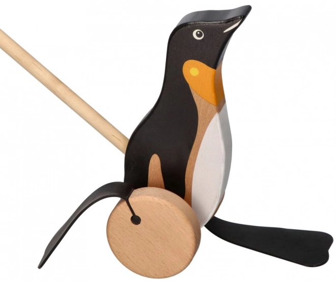 Houten trekdier pinguïn Goki