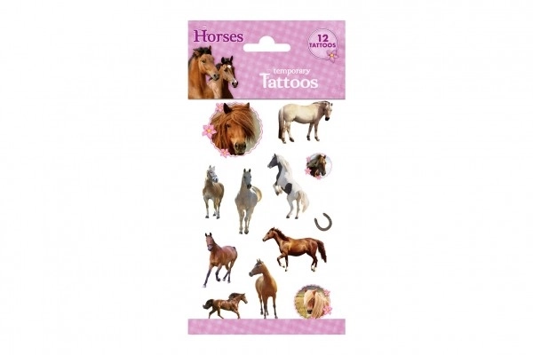 Kleurige tatoeages met paardenmotief - 12 stuks