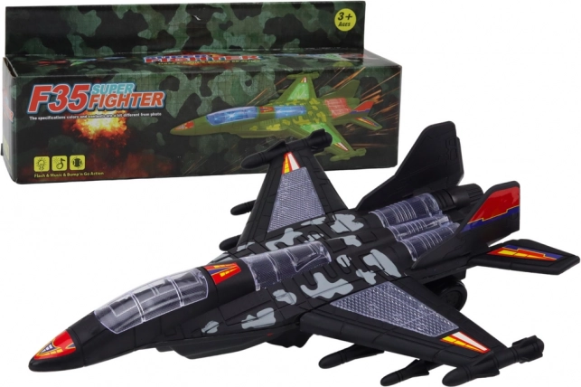 Militaire straaljager F-35 met licht en geluid, zwart