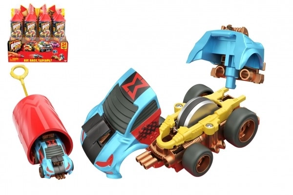 Auto Boom City Racers plast mix soorten in plastic buis 21x6,5x6cm