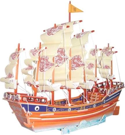 Wooden 3D Puzzle Colorful Sailboat