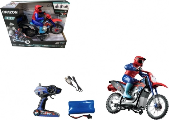 Stunt RC Motorcycle 1:10 Red with Smoke and Light Effects