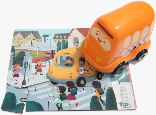 TOP BRIGHT wooden puzzle with toy school bus, 24 pieces