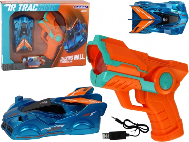 Blue Wall-Climbing Laser Car