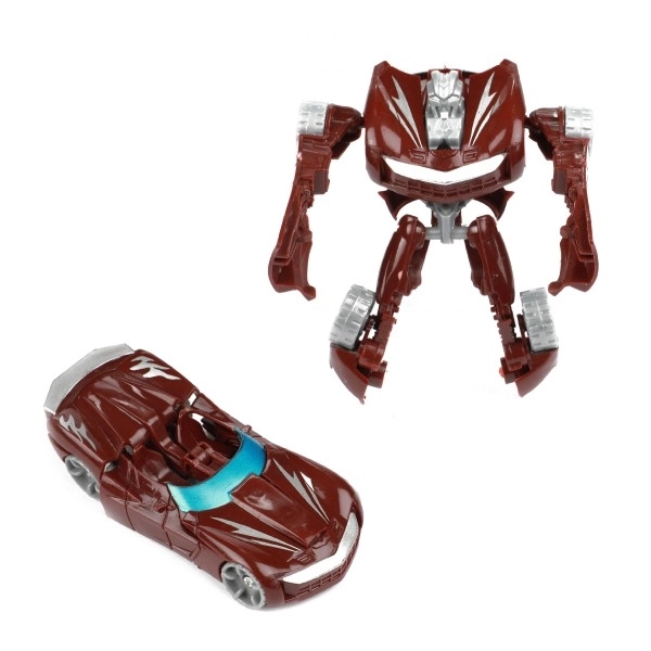 Transformer auto/robot plastic 10cm mix kleuren in plastic doos 5x10,5cm