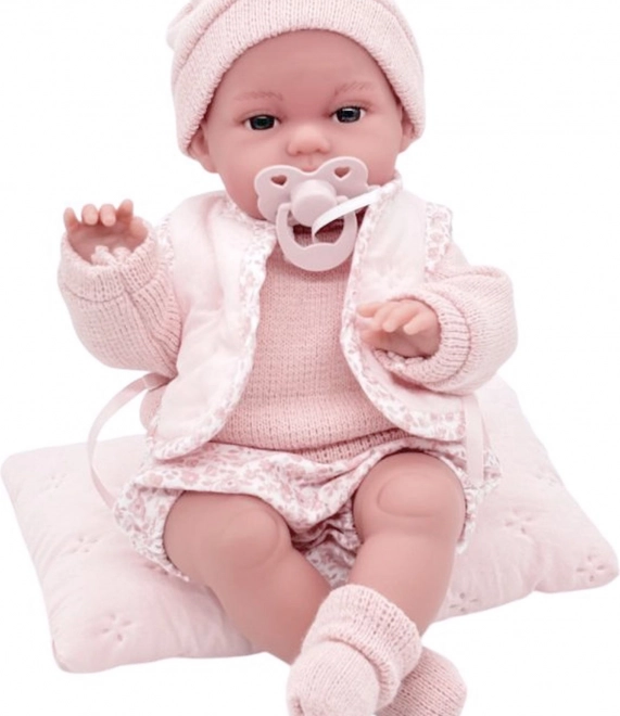 realistische Babypuppe mit Bewegungsfunktion und weichem Stoffkörper 34 cm