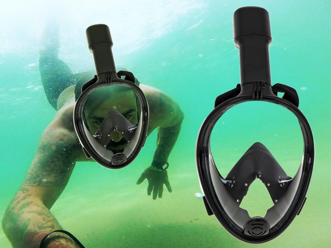 Opvouwbaar gezichtsbedekkend masker met snorkel L/XL zwart