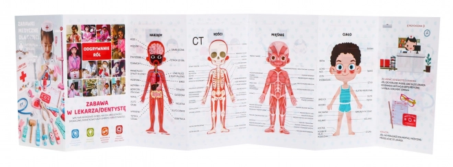 Ensemble en bois Docteur + brochures éducatives + autocollants "Patient courageux" - 30 pièces