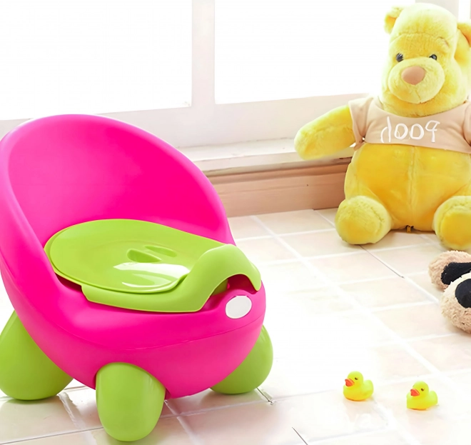 ECOTOYS roze-groene kinderpotje met antislipvoetjes