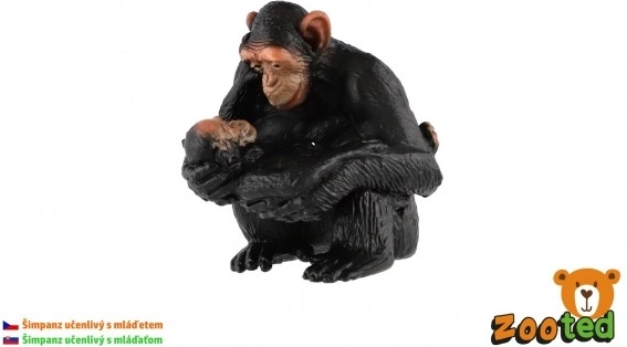 Figur einer Schimpansin mit Jungtier – realistisches Kunststoffmodell 5 cm