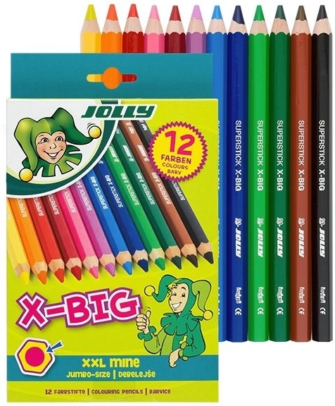 Large Wax Crayons X-Big Jolly 12 Colors