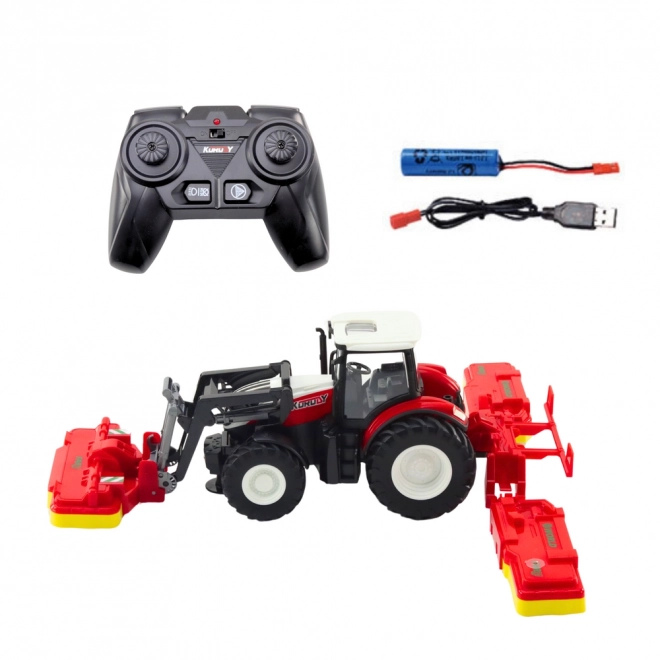 Op afstand bestuurbare tractor met grasmaaiers