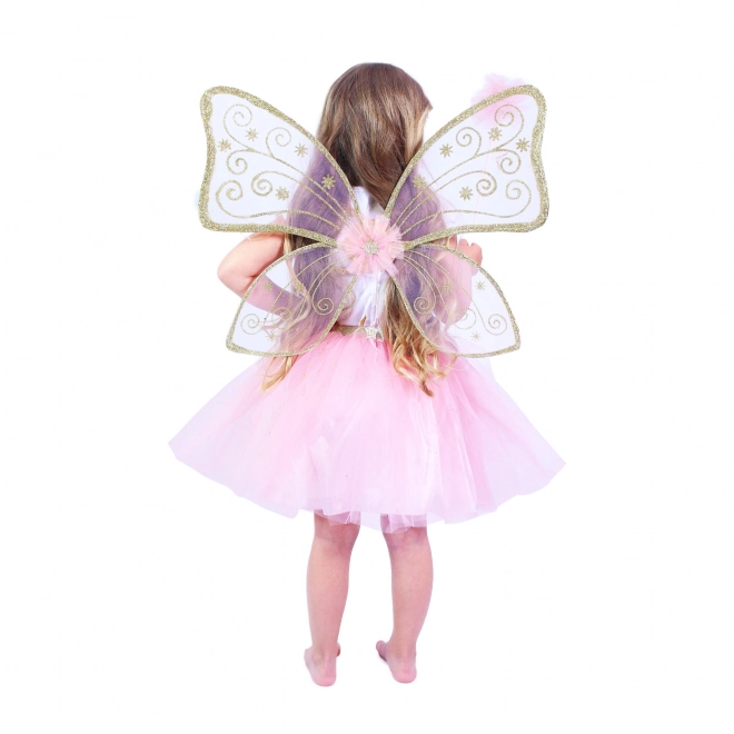Kinderkostüm eines Märchens mit rosa Tutu und Flügeln
