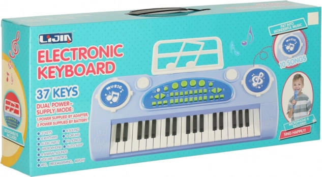 Interactief kindertoetsenbord met microfoon - blauw