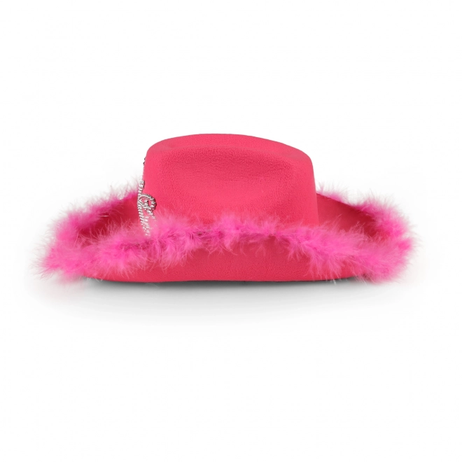 Roze dames cowboyhoed met kroon