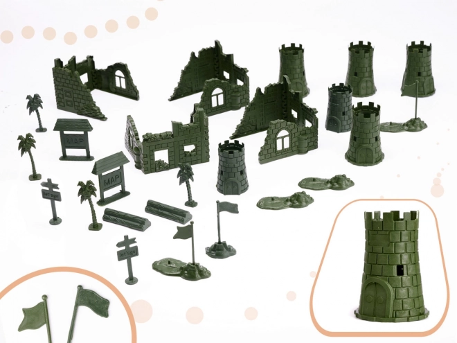 Set soldaatfiguren + militaire basis 114 onderdelen