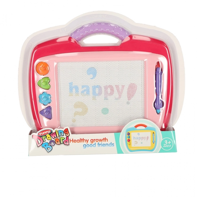 Magnetische Zeichentafel für Kinder mit Stempeln rosa XL
