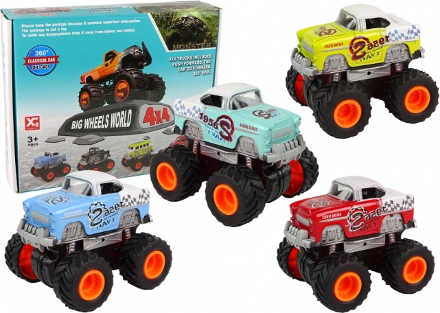 monstertruck-autootje 4x4 op grote wielen – set kleuren
