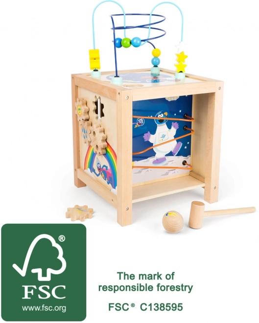 Cube d’activités motrices en bois pour enfants