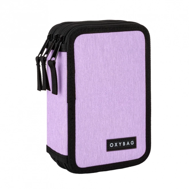 School Pencil Case UNICOLOR Purple Three-Section Empty