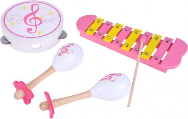 Houten muziekinstrumentenset voor kinderen – xylofoon, tamboerijn en maracas