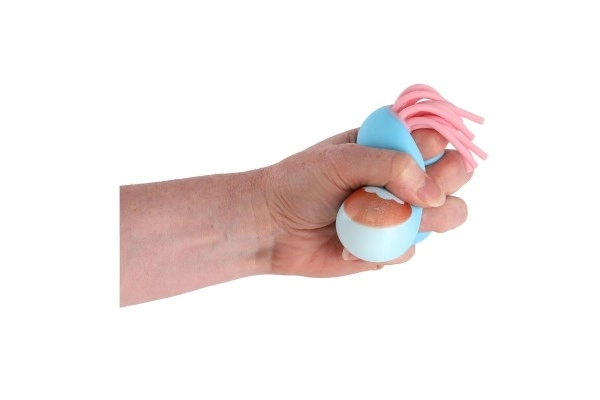 Ball met gezicht met franjes anti-stress knijpslijm 6cm 4 kleuren