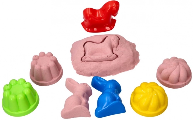 ADAM TOYS Kinetisch roze zand 2 kg + vormpjes en schep