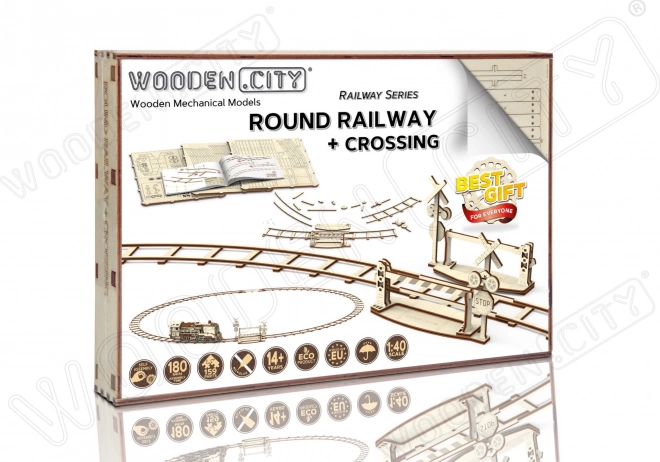 WOODEN CITY 3D Puzzle Circular Tracks with Level Crossing (159 pieces)