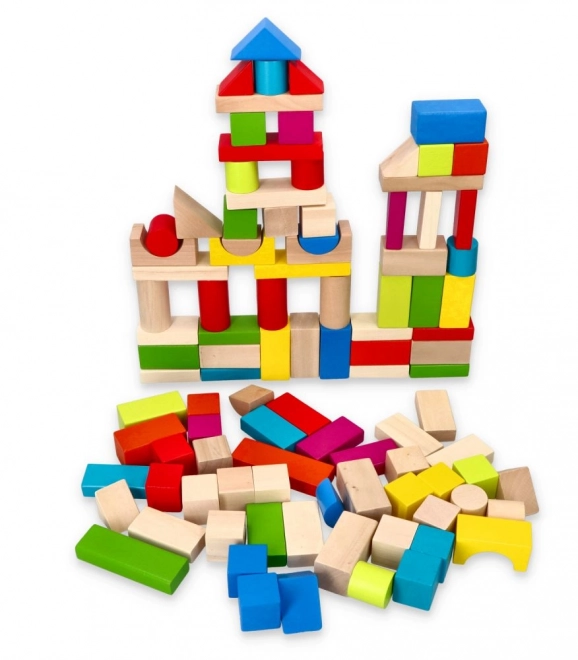 Gekleurde houten blokken 100 stuks