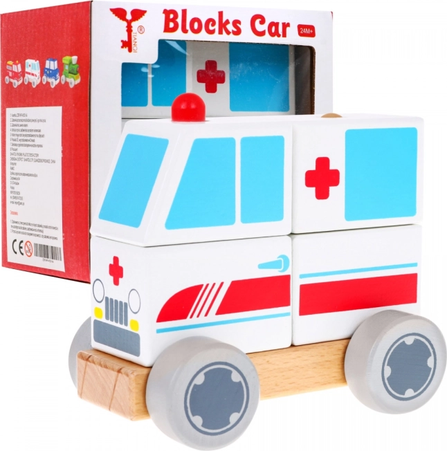 Holz-Krankenwagen – Steckauto für Kinder