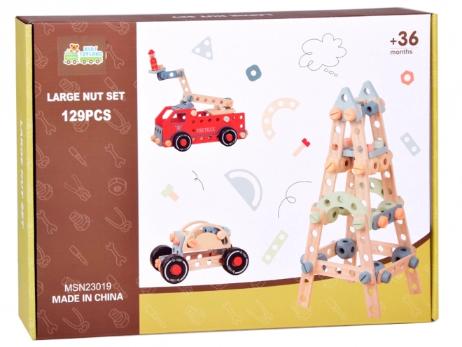Wooden educational construction blocks set