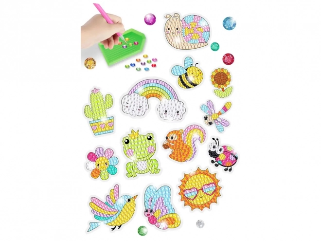 Diamond borduren stickerset Dieren tuin regenboog mozaïek