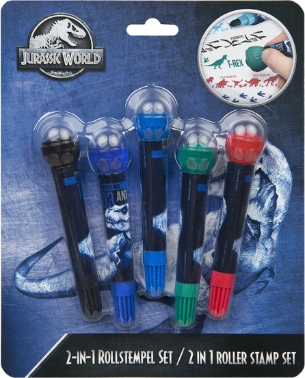 Set de tampons 2-en-1 Jurassic World – feutres créatifs avec tampon rouleau