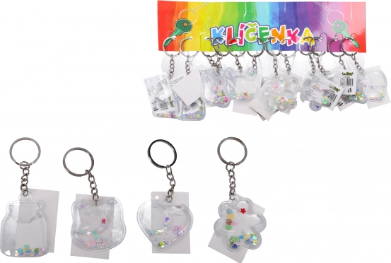 Porte-clés acrylique avec paillettes et liquide – assortiment de motifs