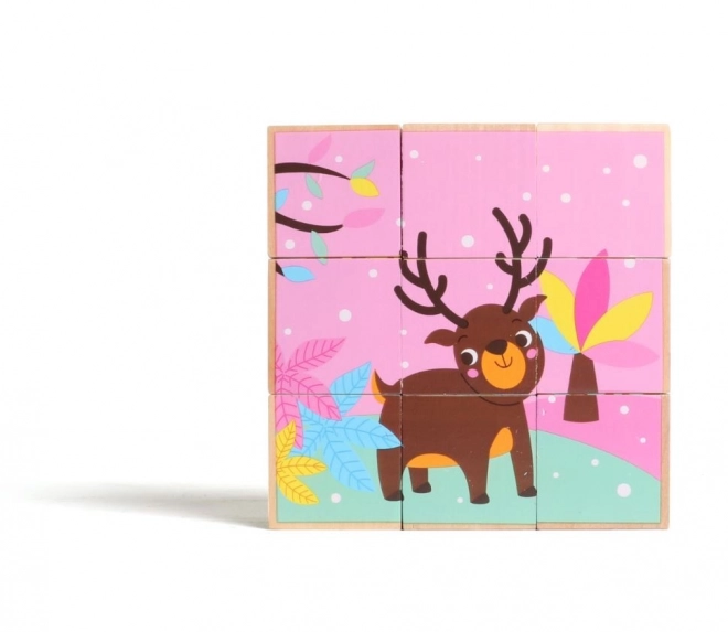 Blocs en Bois Animaux Sauvages Colorés