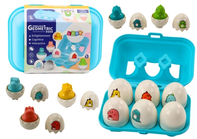 Ensemble de six œufs géométriques de dinosaures colorés