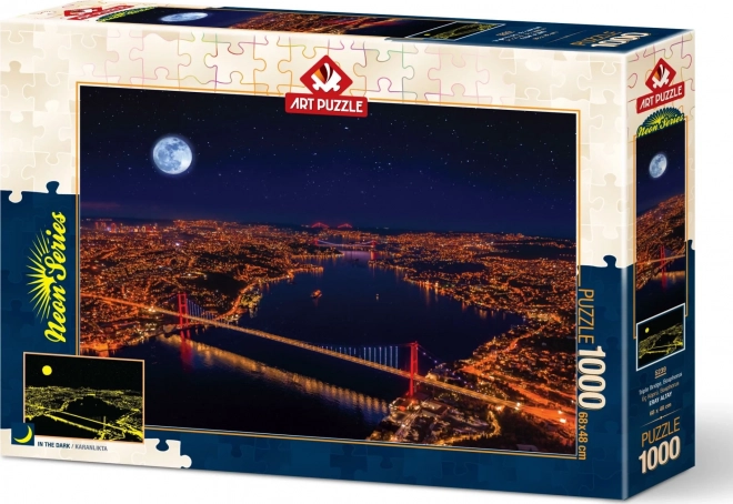 Glowing Puzzle Three Bridges Bosporus - Art Puzzle Neon