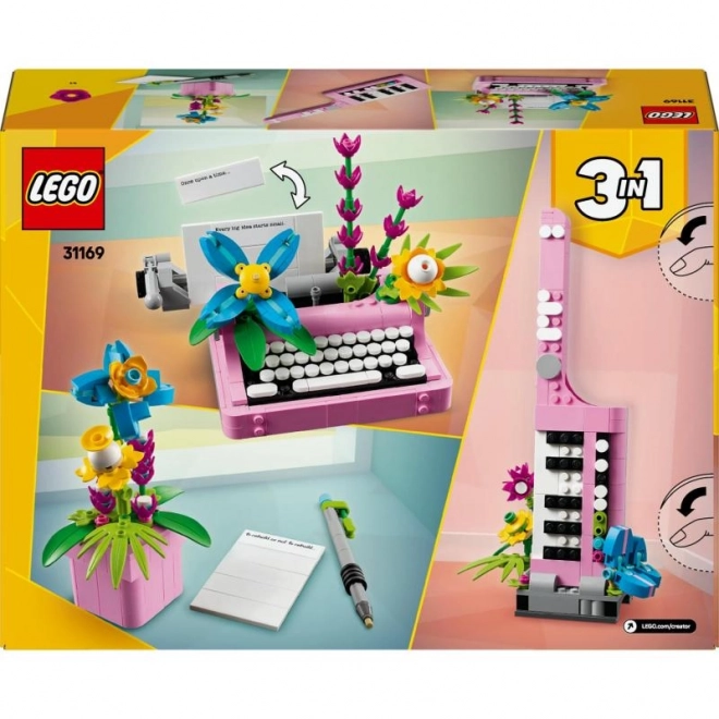 Kit de construction pour enfants - Machine à écrire avec fleurs LEGO Creator 3 en 1
