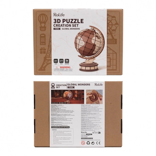 3D Wooden Puzzle Rolife Globe