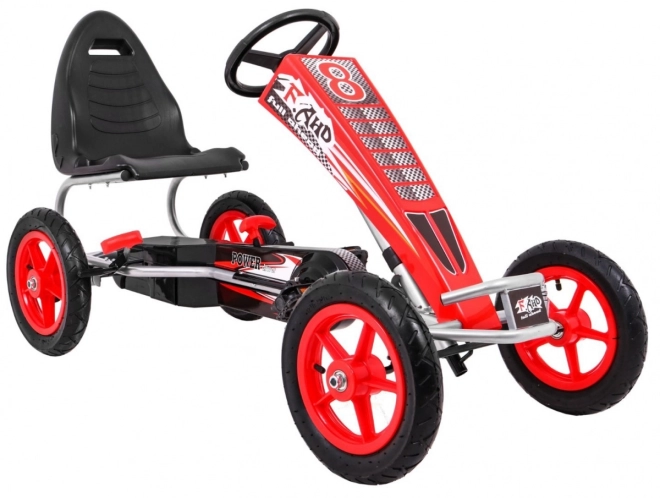 Gokart Full Ahead AIR met pedalen voor kinderen 3+ Rood + Verstelbare stoel + Opblaasbare wielen + Handrem