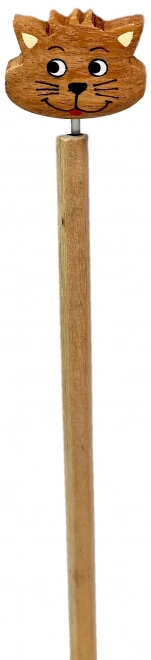 Holzstift mit Katzengesicht