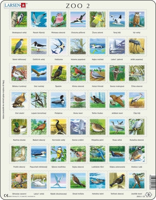 LARSEN puzzel vogels – educatieve kaderpuzzel 49 stukjes