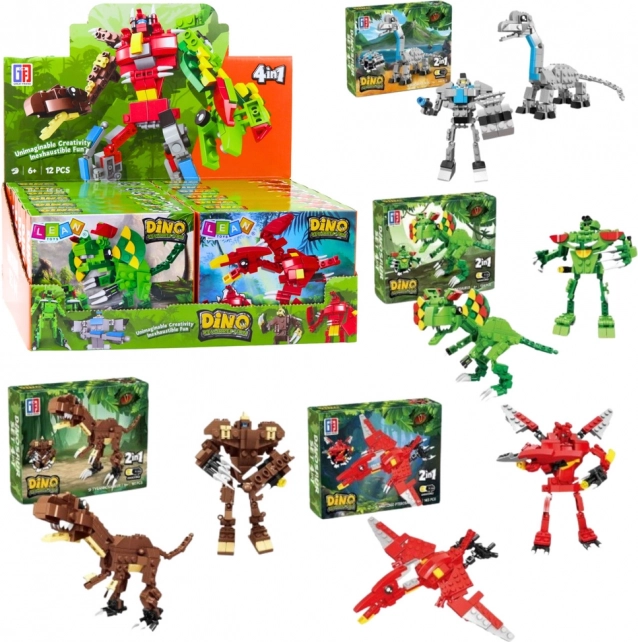 2-in-1 Dinosaur and Robot Building Set, 50–70 pieces, mixed models